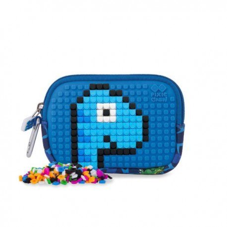 Saszetka na suwak, kosmetyczka, pixie crew, dinozaury, niebieski panel