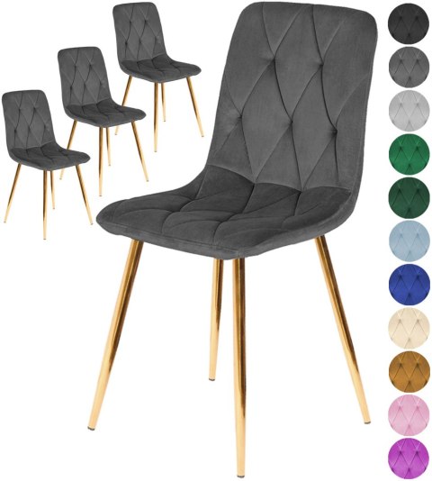 Krzesła tapicerowane BORGO VELVET GOLD zestaw 4 sztuk kolory do wyboru Krzesła tapicerowane BORGO VELVET GOLD zestaw 4 sztuk kolory do wyboru