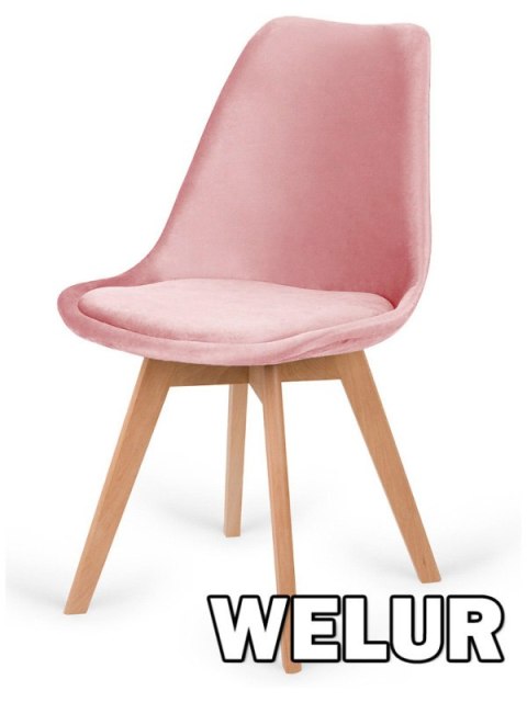 Krzesło skandynawskie MONZA GRANDE PINK VELVET Krzesło skandynawskie MONZA GRANDE PINK VELVET