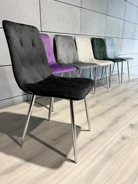 Krzesło tapicerowane BORGO VELVET BLACK SILVER Krzesło tapicerowane BORGO VELVET BLACK SILVER