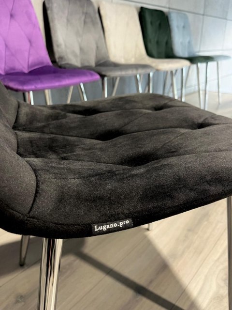 Krzesło tapicerowane BORGO VELVET BLACK SILVER Krzesło tapicerowane BORGO VELVET BLACK SILVER