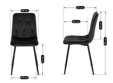 Krzesło tapicerowane BORGO VELVET BLACK Krzesło tapicerowane BORGO VELVET BLACK
