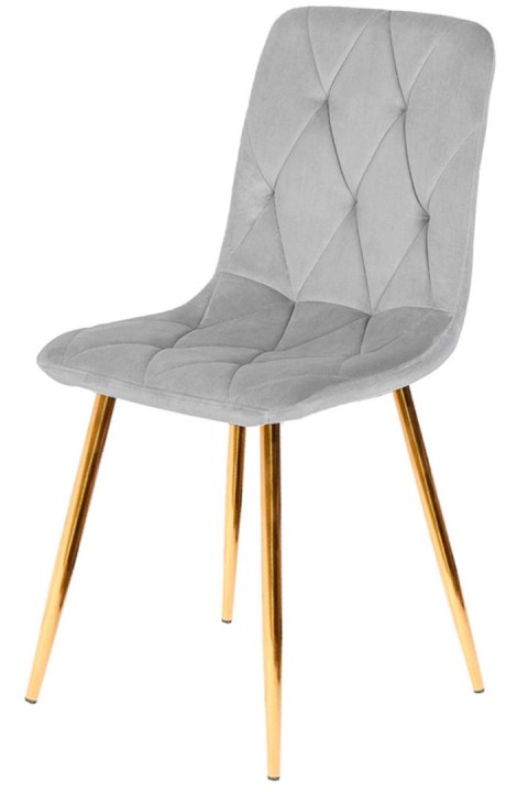 Krzesło tapicerowane BORGO VELVET LIGHT GREY GOLD Krzesło tapicerowane BORGO VELVET LIGHT GREY GOLD