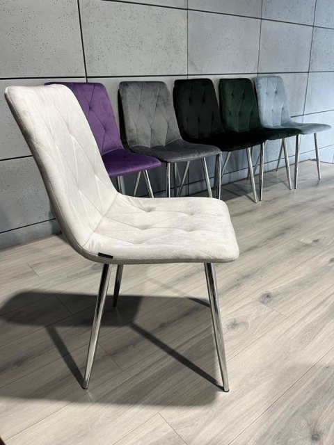 Krzesło tapicerowane BORGO VELVET LIGHT GREY SILVER Krzesło tapicerowane BORGO VELVET LIGHT GREY SILVER