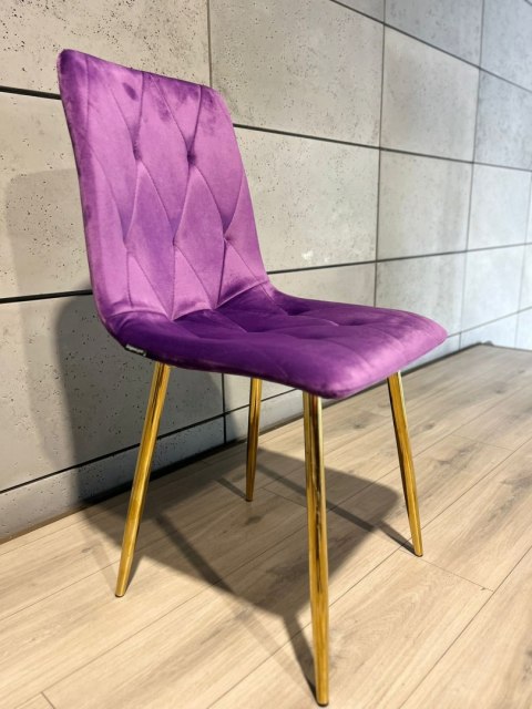 Krzesło tapicerowane BORGO VELVET PURPLE GOLD Krzesło tapicerowane BORGO VELVET PURPLE GOLD