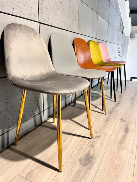 Krzesło tapicerowane GIULIA VELVET GREY GOLD Krzesło tapicerowane GIULIA VELVET GREY GOLD