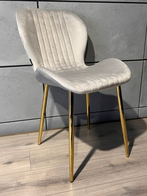 Krzesło tapicerowane MONTI VELVET GREY GOLD Krzesło tapicerowane MONTI VELVET GREY GOLD