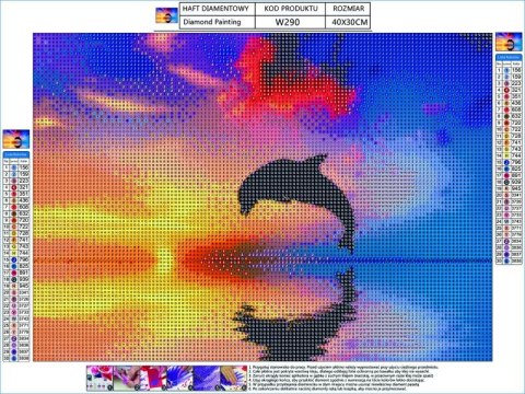 Haft Diamentowy, Obraz, Mozaika Diamentowa Diamond Painting, DELFIN 40x30cm Haft Diamentowy, Obraz, Mozaika Diamentowa Diamond Painting, DELFIN 40x30cm