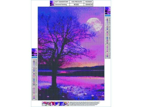 Haft Diamentowy, Obraz, Mozaika Diamentowa Diamond Painting, DRZEWO - FIOLET 30x40cm Haft Diamentowy, Obraz, Mozaika Diamentowa Diamond Painting, DRZEWO - FIOLET 30x40cm