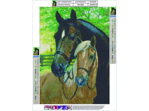 Haft Diamentowy, Obraz, Mozaika Diamentowa Diamond Painting, KONIE 30x40cm Haft Diamentowy, Obraz, Mozaika Diamentowa Diamond Painting, KONIE 30x40cm
