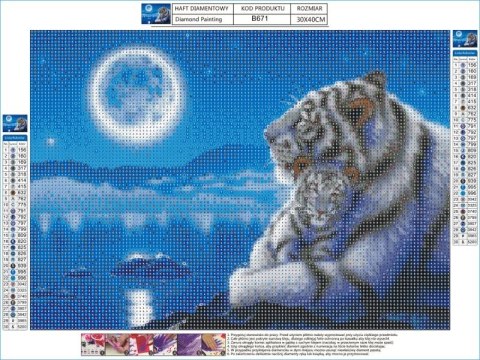 Haft Diamentowy, Obraz, Mozaika Diamentowa Diamond Painting, BIAŁE TYGRYSY W BLASKU KSIĘŻYCA 40x30cm Haft Diamentowy, Obraz, Mozaika Diamentowa Diamond Painting, BIAŁE TYGRYSY W BLASKU KSIĘŻYCA 40x30cm