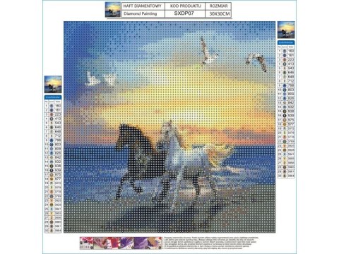 Haft Diamentowy, Obraz, Mozaika Diamentowa Diamond Painting, DWA KONIE BIAŁY I CZARNY 30x30cm Haft Diamentowy, Obraz, Mozaika Diamentowa Diamond Painting, DWA KONIE BIAŁY I CZARNY 30x30cm