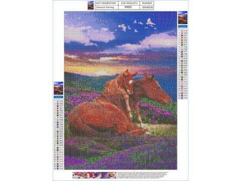 Haft Diamentowy, Obraz, Mozaika Diamentowa Diamond Painting, DWA KONIE - GÓRY 30x40cm Haft Diamentowy, Obraz, Mozaika Diamentowa Diamond Painting, DWA KONIE - GÓRY 30x40cm