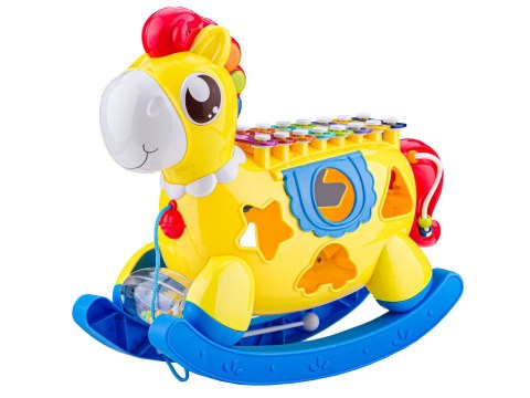 Edukacyjny Konik Na Biegunach Interaktywny Sorter, Cymbałki, Klocki, Melodie