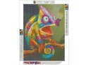 Haft Diamentowy, Obraz, Mozaika Diamentowa Diamond Painting, KAMELEON Z MOTYLKIEM 30x40cm