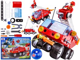 Klocki Konstrukcyjne STRAŻ POŻARNA 159 El. Pojazdy Ratunkowe, Ciężarówka, Helikopter, Auto Do Rozkręcania I Skręcania 7w1
