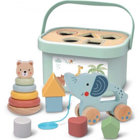 WOOPIE GREEN Pudełko Sorter Box 3w1 Klocki Piramidka Słonik WOOPIE GREEN Pudełko Sorter Box 3w1 Klocki Piramidka Słonik
