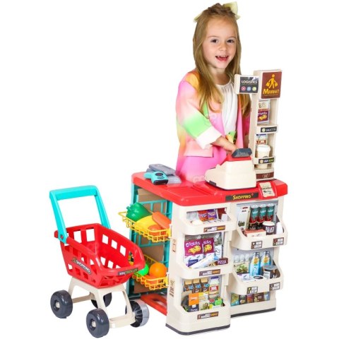 WOOPIE Sklep Supermarket z Wózkiem Sklepowym Waga Kasa Skaner + 48 Akc. WOOPIE Sklep Supermarket z Wózkiem Sklepowym Waga Kasa Skaner + 48 Akc.
