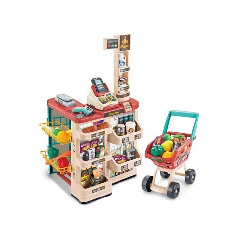 WOOPIE Sklep Supermarket z Wózkiem Sklepowym Waga Kasa Skaner + 48 Akc. WOOPIE Sklep Supermarket z Wózkiem Sklepowym Waga Kasa Skaner + 48 Akc.