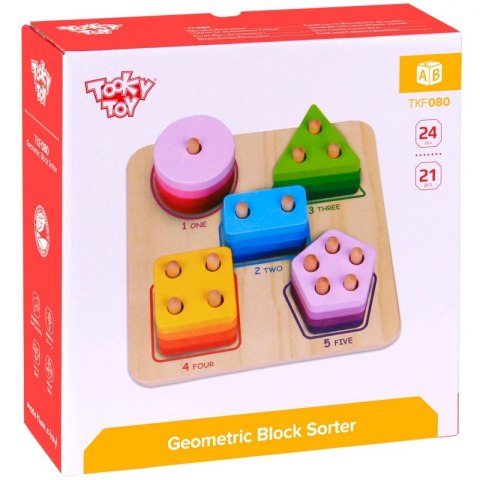 TOOKY TOY Drewniany Sorter Geometryczny Nauka Kształtów Liczenia TOOKY TOY Drewniany Sorter Geometryczny Nauka Kształtów Liczenia