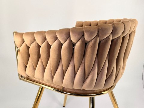 Krzesło plecione Lugano fotel TRECCIA BEIGE VELVET GOLD Krzesło plecione Lugano fotel TRECCIA BEIGE VELVET GOLD