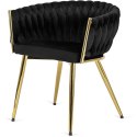 Krzesło plecione Lugano fotel TRECCIA BLACK VELVET GOLD