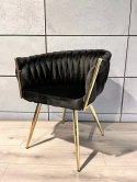 Krzesło plecione Lugano fotel TRECCIA BLACK VELVET GOLD