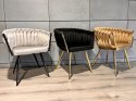 Krzesło plecione Lugano fotel TRECCIA BLACK VELVET GOLD
