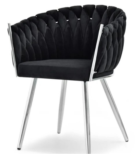 Krzesło plecione Lugano fotel TRECCIA BLACK VELVET SILVER Krzesło plecione Lugano fotel TRECCIA BLACK VELVET SILVER