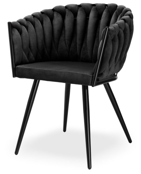 Krzesło plecione Lugano fotel TRECCIA BLACK VELVET SMOKE Krzesło plecione Lugano fotel TRECCIA BLACK VELVET SMOKE