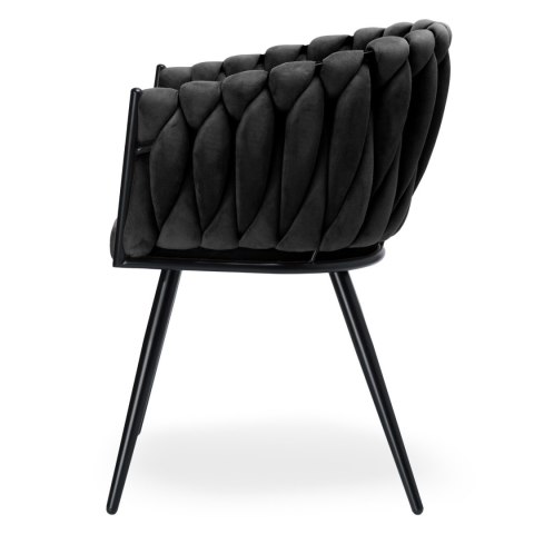 Krzesło plecione Lugano fotel TRECCIA BLACK VELVET SMOKE Krzesło plecione Lugano fotel TRECCIA BLACK VELVET SMOKE