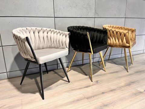 Krzesło plecione Lugano fotel TRECCIA BLACK VELVET SMOKE Krzesło plecione Lugano fotel TRECCIA BLACK VELVET SMOKE