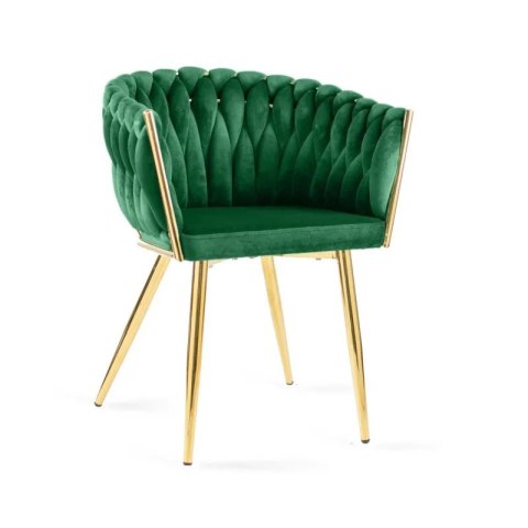 Krzesło plecione Lugano fotel TRECCIA GREEN VELVET GOLD Krzesło plecione Lugano fotel TRECCIA GREEN VELVET GOLD