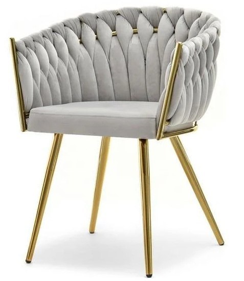 Krzesło plecione Lugano fotel TRECCIA GREY VELVET GOLD Krzesło plecione Lugano fotel TRECCIA GREY VELVET GOLD