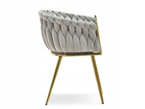 Krzesło plecione Lugano fotel TRECCIA GREY VELVET GOLD Krzesło plecione Lugano fotel TRECCIA GREY VELVET GOLD