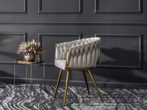 Krzesło plecione Lugano fotel TRECCIA GREY VELVET GOLD Krzesło plecione Lugano fotel TRECCIA GREY VELVET GOLD