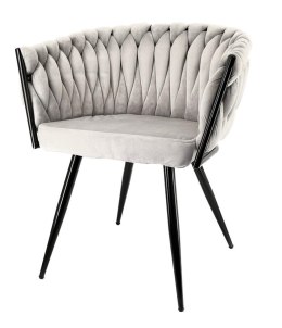 Krzesło plecione Lugano fotel TRECCIA GREY VELVET SMOKE