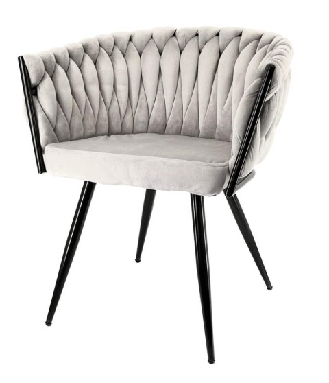 Krzesło plecione Lugano fotel TRECCIA GREY VELVET SMOKE Krzesło plecione Lugano fotel TRECCIA GREY VELVET SMOKE