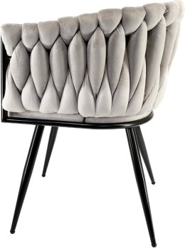 Krzesło plecione Lugano fotel TRECCIA GREY VELVET SMOKE