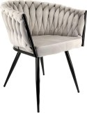 Krzesło plecione Lugano fotel TRECCIA GREY VELVET SMOKE