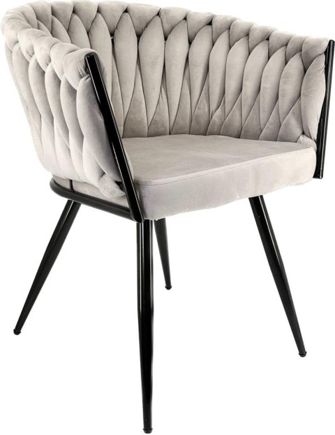 Krzesło plecione Lugano fotel TRECCIA GREY VELVET SMOKE Krzesło plecione Lugano fotel TRECCIA GREY VELVET SMOKE