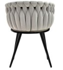 Krzesło plecione Lugano fotel TRECCIA GREY VELVET SMOKE