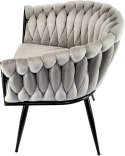 Krzesło plecione Lugano fotel TRECCIA GREY VELVET SMOKE