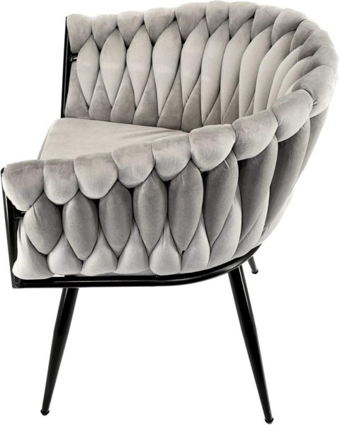 Krzesło plecione Lugano fotel TRECCIA GREY VELVET SMOKE Krzesło plecione Lugano fotel TRECCIA GREY VELVET SMOKE
