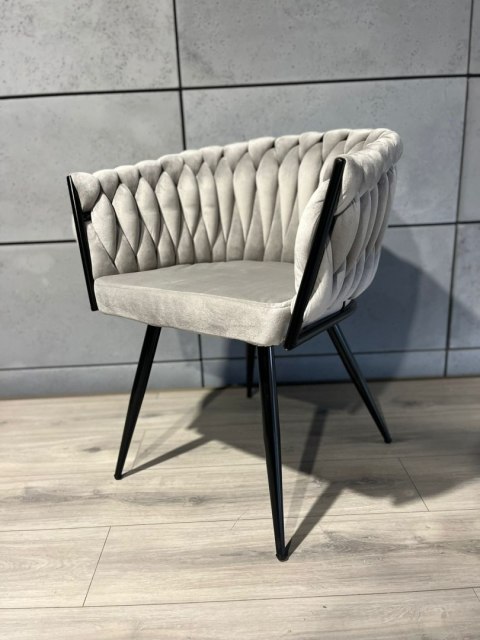 Krzesło plecione Lugano fotel TRECCIA GREY VELVET SMOKE Krzesło plecione Lugano fotel TRECCIA GREY VELVET SMOKE