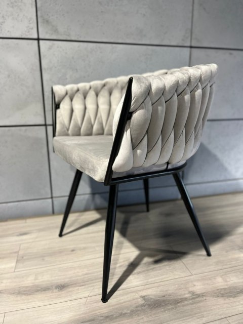 Krzesło plecione Lugano fotel TRECCIA GREY VELVET SMOKE Krzesło plecione Lugano fotel TRECCIA GREY VELVET SMOKE