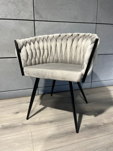 Krzesło plecione Lugano fotel TRECCIA GREY VELVET SMOKE Krzesło plecione Lugano fotel TRECCIA GREY VELVET SMOKE