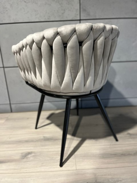 Krzesło plecione Lugano fotel TRECCIA GREY VELVET SMOKE Krzesło plecione Lugano fotel TRECCIA GREY VELVET SMOKE