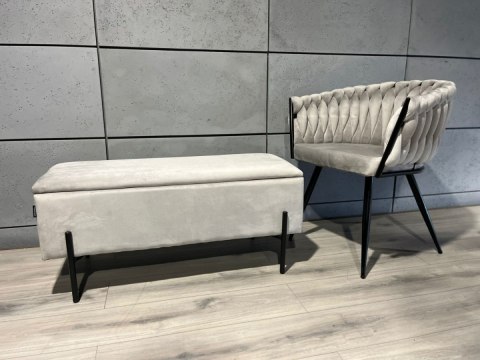 Krzesło plecione Lugano fotel TRECCIA GREY VELVET SMOKE Krzesło plecione Lugano fotel TRECCIA GREY VELVET SMOKE