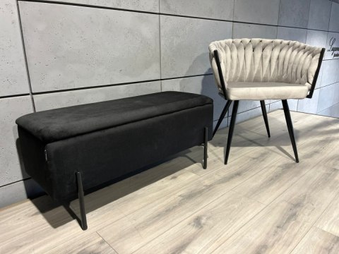 Krzesło plecione Lugano fotel TRECCIA GREY VELVET SMOKE Krzesło plecione Lugano fotel TRECCIA GREY VELVET SMOKE